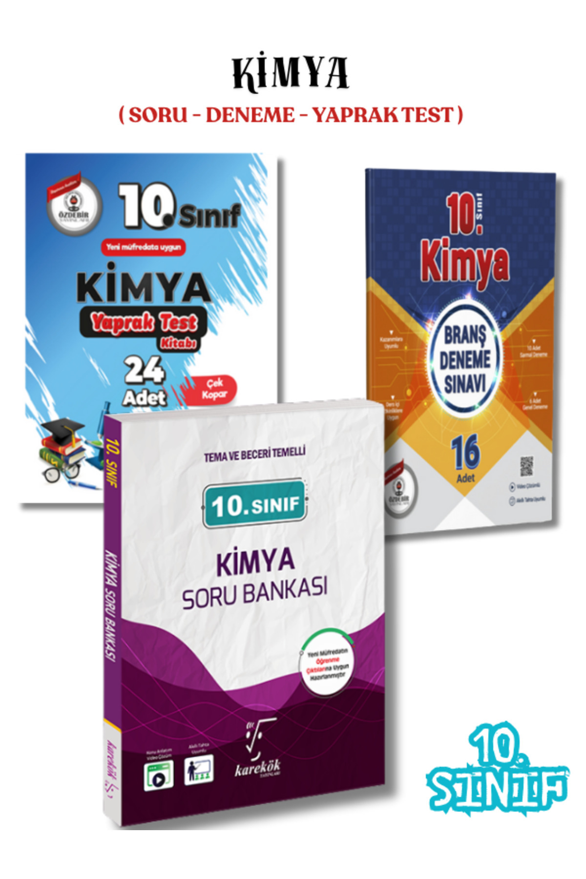 10.Sınıf Kimya 3'lü Soru Bankası,Deneme ve Yaprak Test Seti