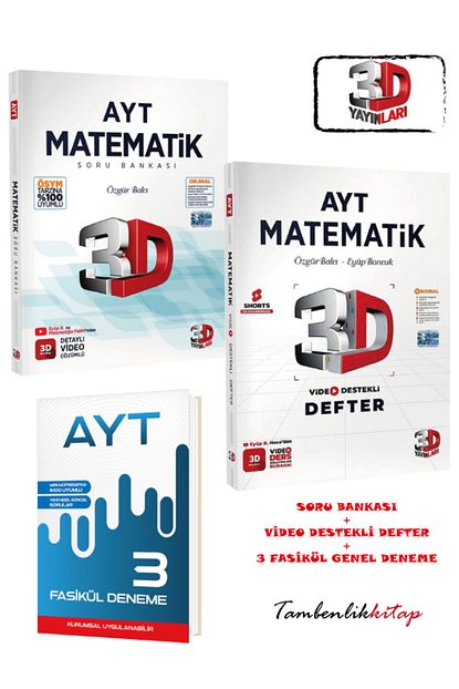 3D Yayınları AYT Matematik Soru Bankası ve Video Destekli Defter + AYT 3 Fasikül Deneme