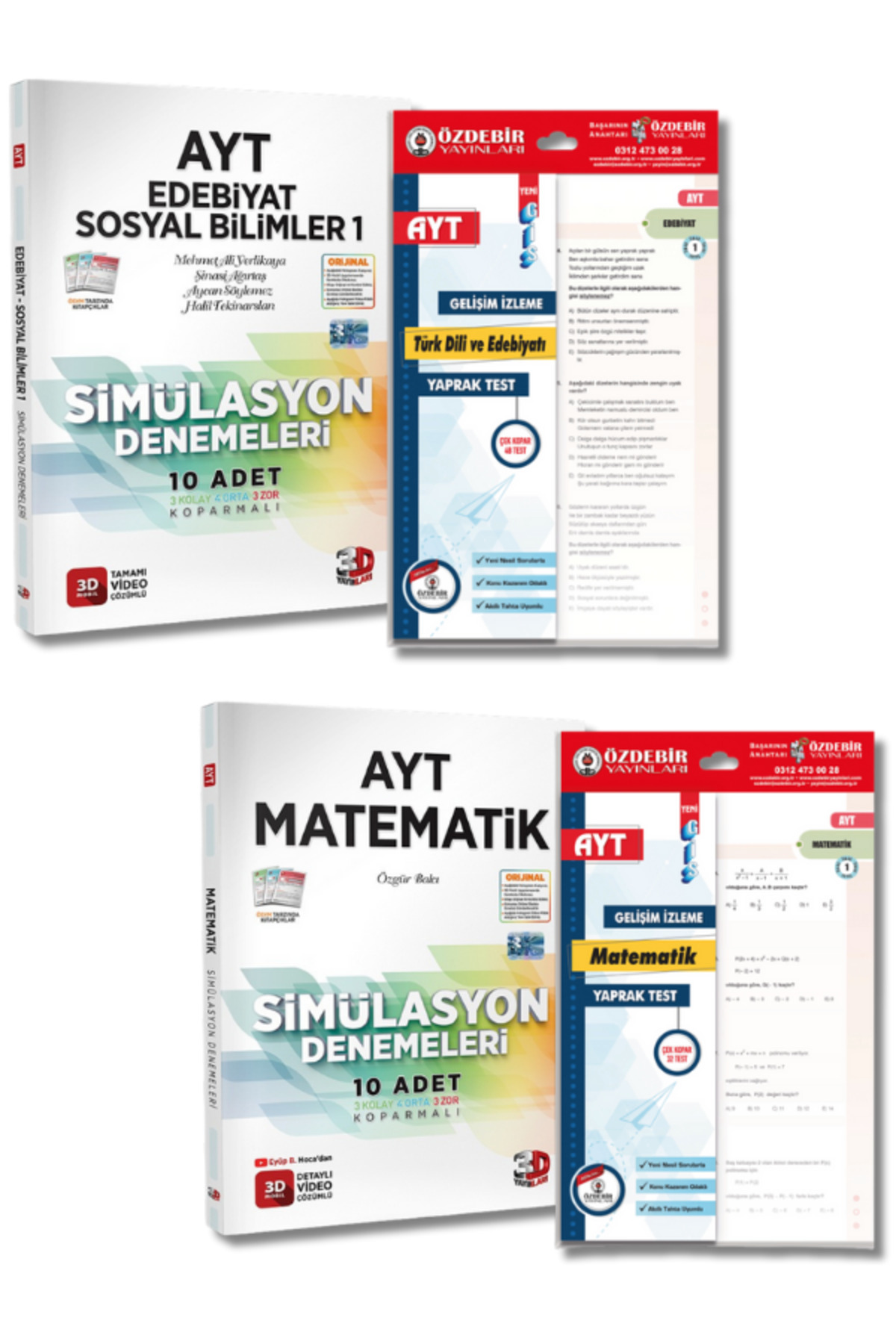 3D Yayınları ve Özdebir Yayınevi'nden AYT Edebiyat Matematik Branş Deneme Yaprak Test Seti 3D Yayınları ve Özdebir Yayınevi'nden AYT Edebiyat Matematik Branş Deneme Yaprak Test Seti