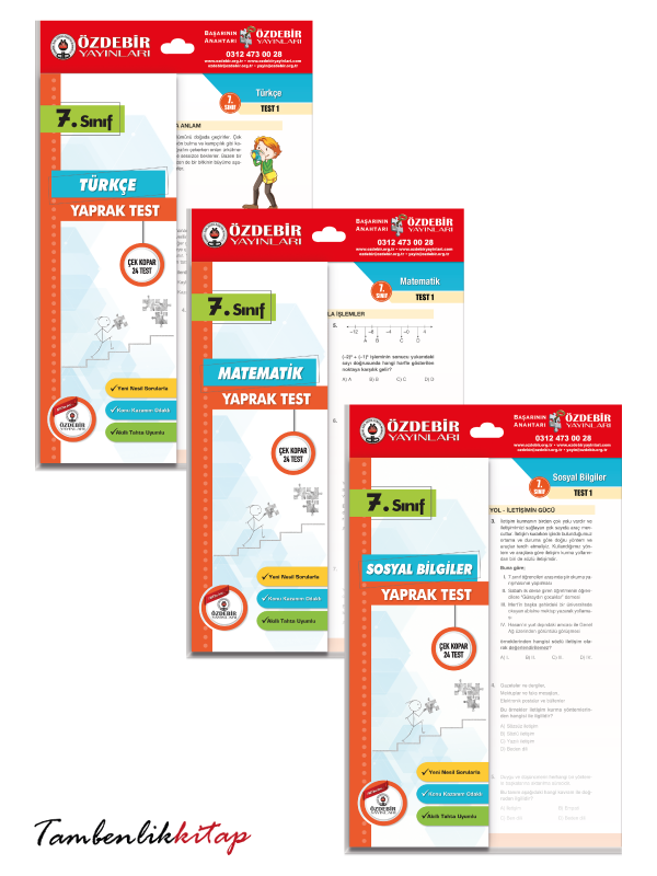 7.Sınıf Türkçe, Matematik, Sosyal 3'lü Yaprak Test Seti Özdebir Yayınları 7.Sınıf Türkçe, Matematik, Sosyal 3'lü Yaprak Test Seti Özdebir Yayınları
