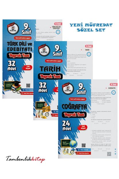 9.Sınıf Sözel Yaprak Test Seti (Tarih,Coğrafya,Edebiyat) Özdebir Yayınları 2025 Model 9.Sınıf Sözel Yaprak Test Seti (Tarih,Coğrafya,Edebiyat) Özdebir Yayınları 2025 Model