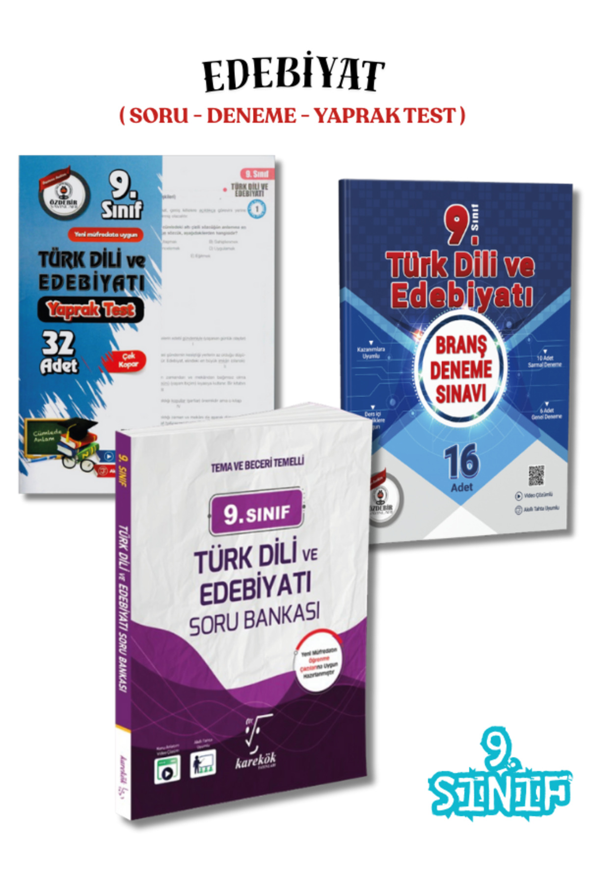 9.Sınıf Türk Dili ve Edebiyatı 3'lü Soru Bankası,Deneme ve Yaprak Test Seti 9.Sınıf Türk Dili ve Edebiyatı 3'lü Soru Bankası,Deneme ve Yaprak Test Seti