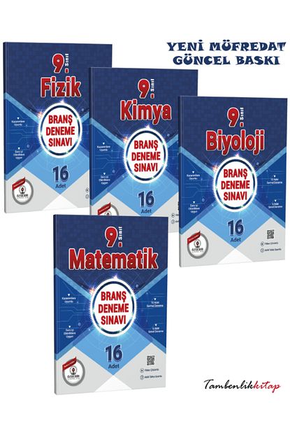 9.Sınıf Yeni Müfredat Sayısal Branş Deneme Seti (Matematik, Fizik, Kimya, Biyoloji) 9.Sınıf Yeni Müfredat Sayısal Branş Deneme Seti (Matematik, Fizik, Kimya, Biyoloji)