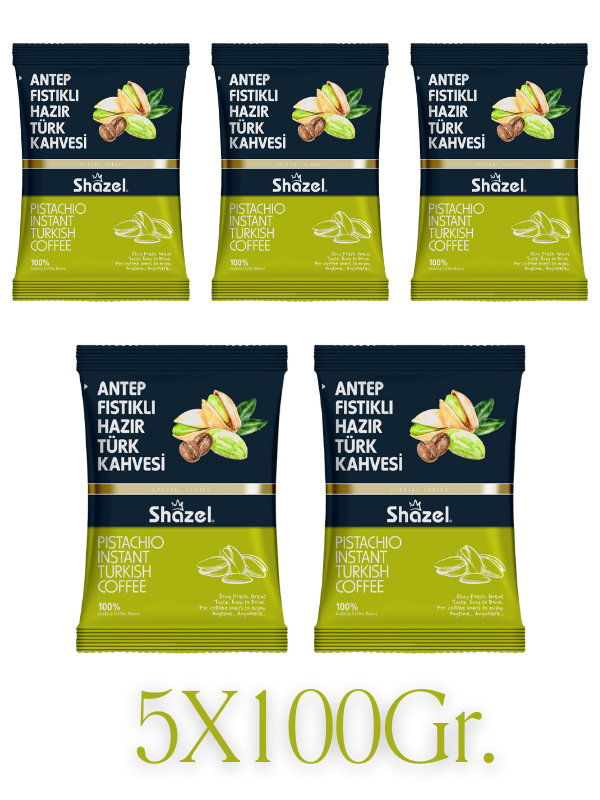 Antep Fıstığı Aromalı Hazır Türk Kahveleri Seti 5X100Gr.