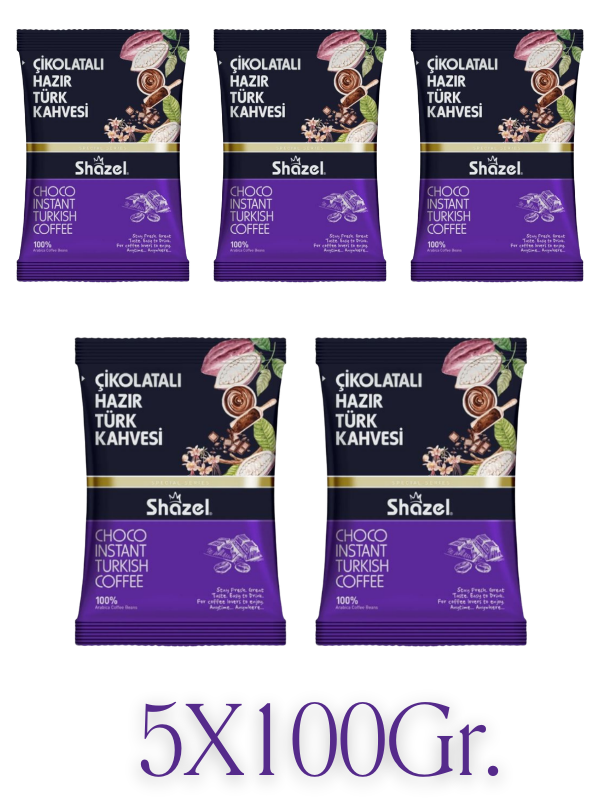 Çikolata Aromalı Hazır Türk Kahveleri Seti 5X100Gr.