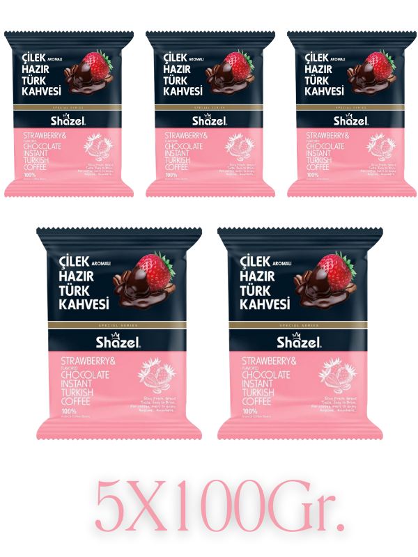 Çilek Aromalı Hazır Türk Kahveleri Seti 5X100Gr. Çilek Aromalı Hazır Türk Kahveleri Seti 5X100Gr.