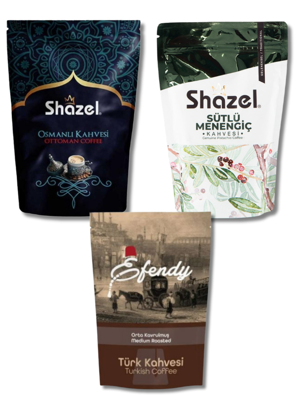 Geleneksel Türk Kahveleri Seti (200 Gr. Menengiç, 200 Gr. Dibek, 400 Gr. Orta Kavrulmuş Türk Kahvesi)