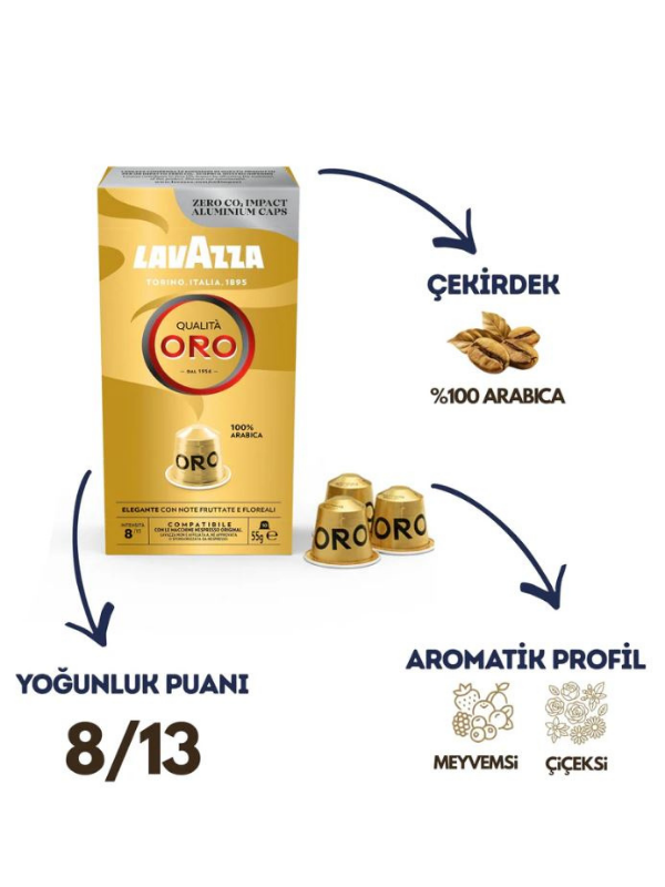 Lavazza Qualità Oro Nespresso® Uyumlu Kapsül Kahve 10’lu Paket Lavazza Qualità Oro Nespresso® Uyumlu Kapsül Kahve 10’lu Paket