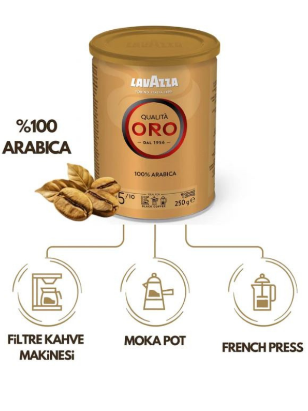 Lavazza Qualità ORO Öğütülmüş Filtre Kahve, 250 gr (Teneke Kutu)