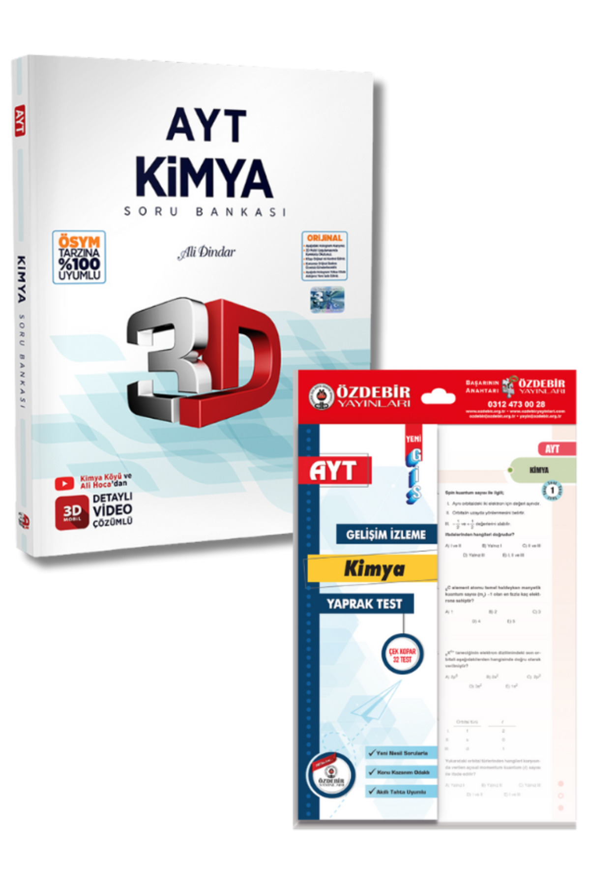 Özdebir ve 3D Yayınlarından AYT Kimya Soru Bankası ve Yaprak Test Seti Özdebir ve 3D Yayınlarından AYT Kimya Soru Bankası ve Yaprak Test Seti