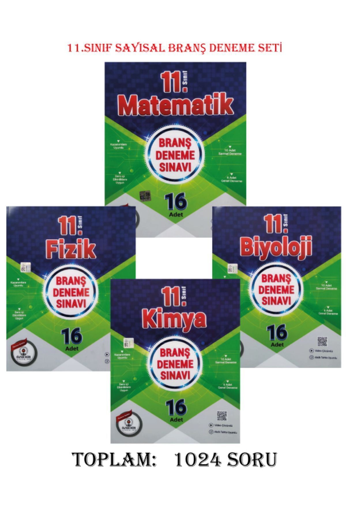 Özdebir Yayınları 11.Sınıf 16X16 Sayısal Branş Deneme Seti (Matematik,Fizik,Kimya,Biyoloji)