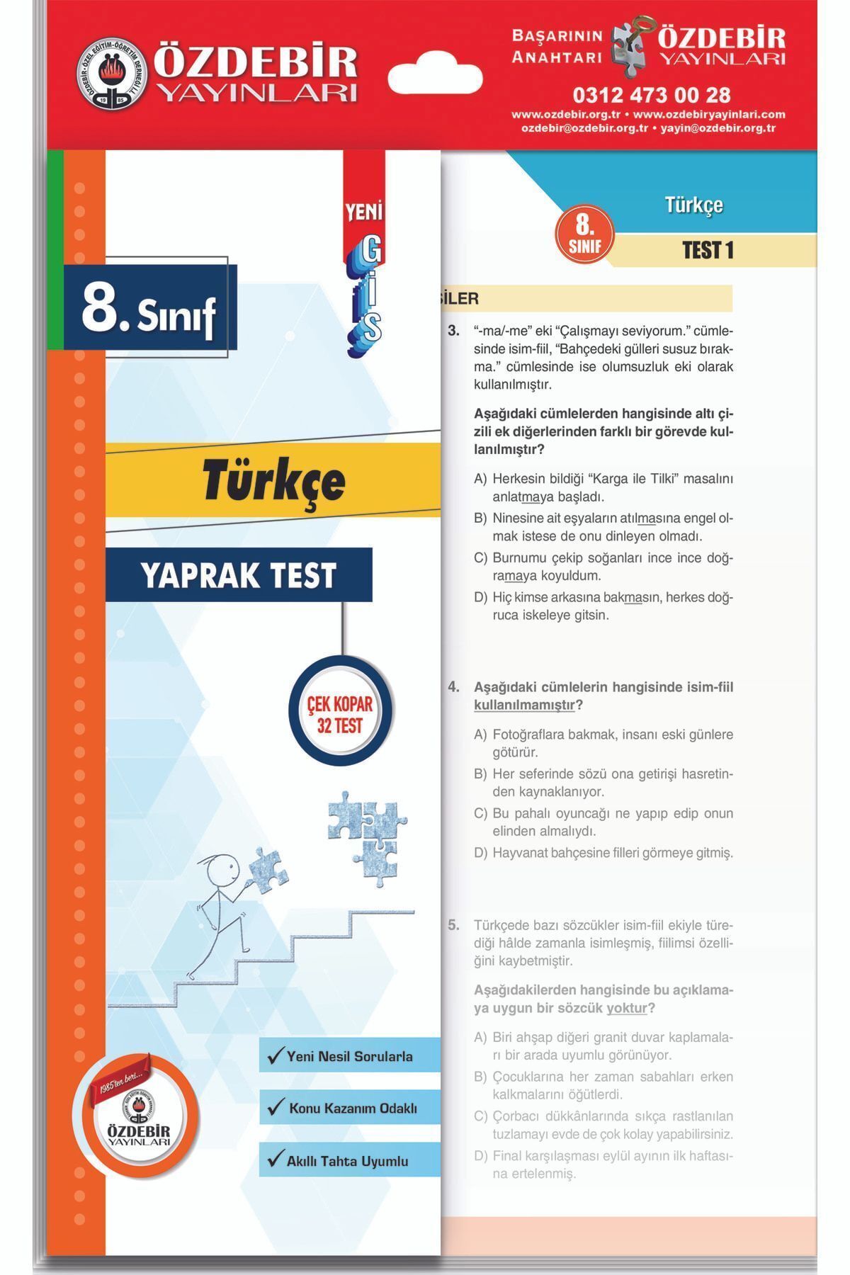 Özdebir Yayınları 8. Sınıf Türkçe Yaprak Test