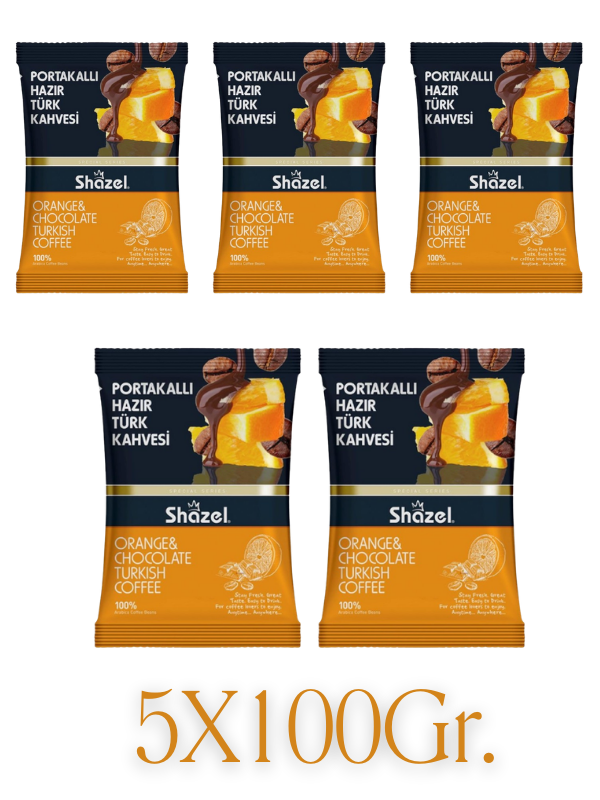 Portakal Aromalı Hazır Türk Kahveleri Seti 5X100Gr.