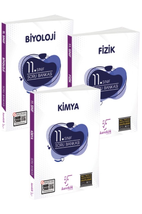 11. Sınıf Fen Soru Bankası Seti Fizik, Kimya, Biyoloji (Yeni Baskı)