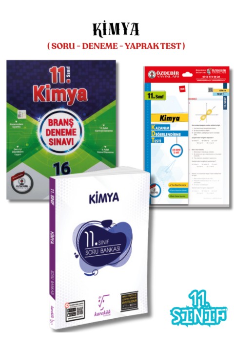 11.Sınıf Kimya 3'lü Soru Bankası,Deneme ve Yaprak Test Seti