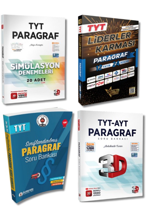 3D Yayınları ve Özdebir Yayınevi'nden TYT Paragraf Soru Bankası Deneme Seti