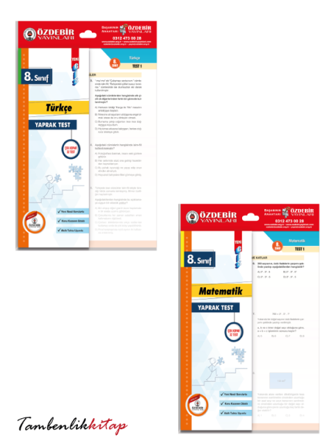 8.Sınıf LGS Türkçe, Matematik 2'li Yaprak Test Seti Özdebir Yayınları