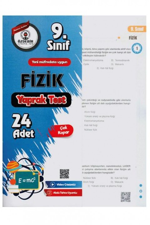 9.Sınıf Fizik Yaprak Test Özdebir Yayınları 2025 Model