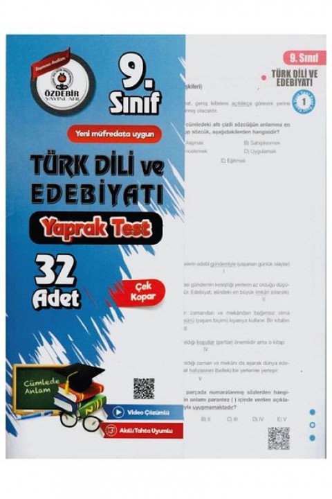 9.Sınıf Türk Dili ve Edebiyatı Yaprak Test Özdebir Yayınları 2025 Model