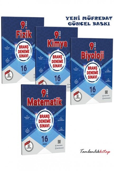 9.Sınıf Yeni Müfredat Sayısal Branş Deneme Seti (Matematik, Fizik, Kimya, Biyoloji)