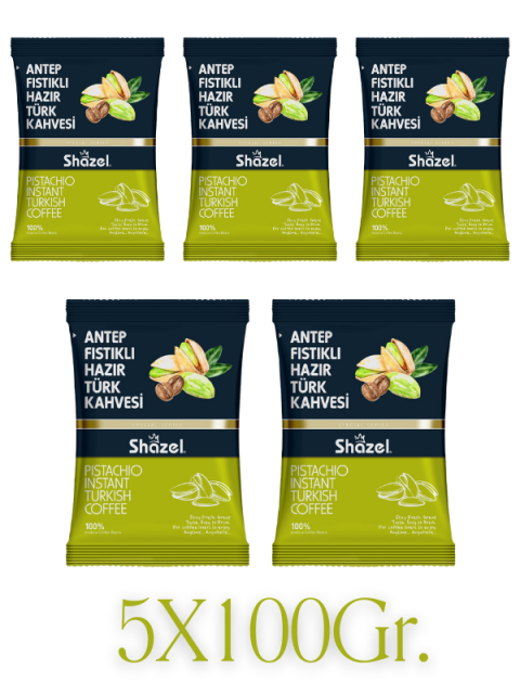 Antep Fıstığı Aromalı Hazır Türk Kahveleri Seti 5X100Gr.