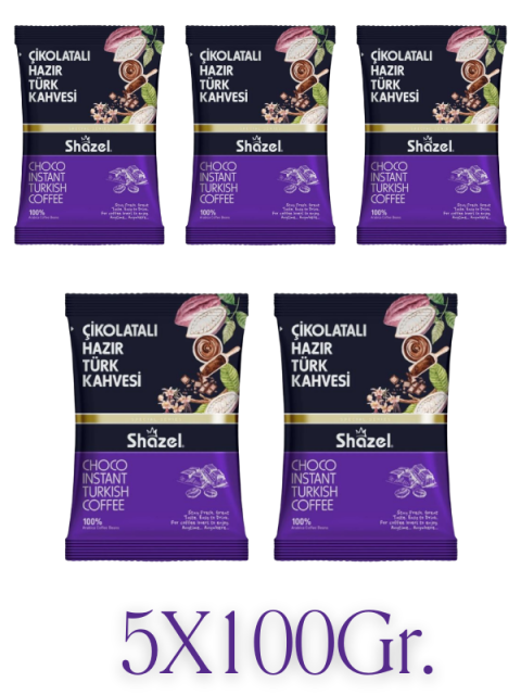 Çikolata Aromalı Hazır Türk Kahveleri Seti 5X100Gr.