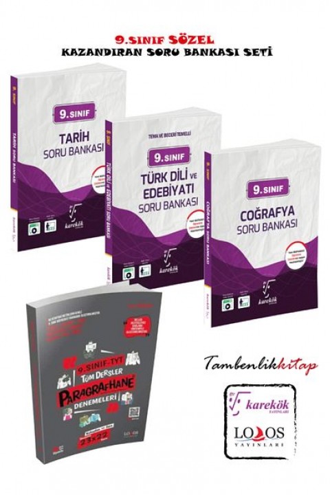 Karekök Yayınları 9.Sınıf Sözel Kazandıran Soru Bankası Seti (Tarih, Coğrafya, Edebiyat, Paragraf)