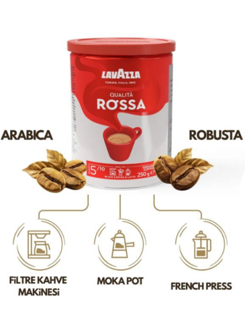 Lavazza Qualità Rossa Öğütülmüş Filtre Kahve, 250 gr (Teneke Kutu)