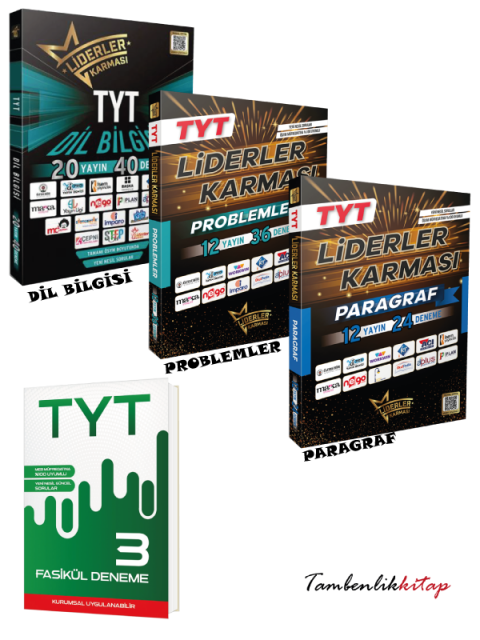 Liderler Karması TYT 4'lü Sınava Hazırlık Seti (Paragraf,Dil Bilgisi,Problemler,3 Genel Deneme)