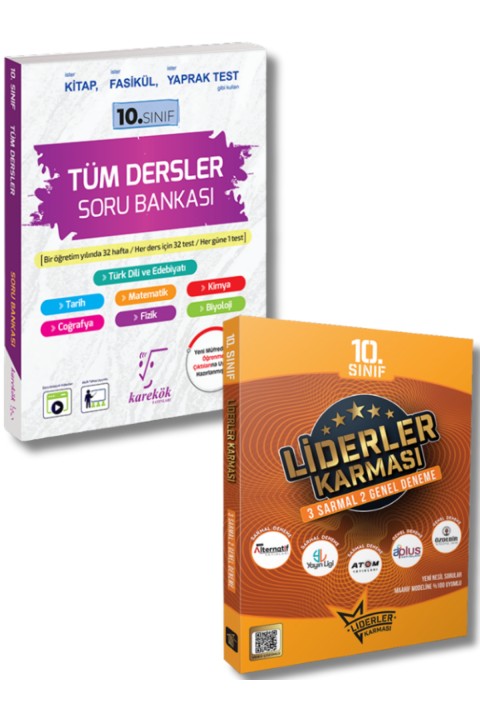 Liderler Karması ve Karekök Yayınlarından 10.Sınıf Tüm Dersler Soru Bankası ve Deneme Seti