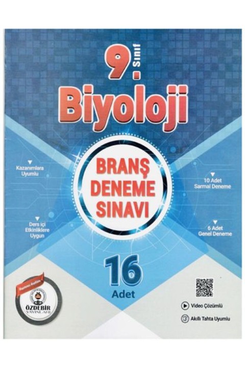 ÖZDEBİR YAYINEVİ 9.Sınıf Güncel Baskı 16X16 Biyoloji Branş Deneme