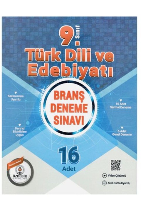 ÖZDEBİR YAYINEVİ 9.Sınıf Güncel Baskı 16X16 Türk Dili ve Edebiyatı Branş Deneme