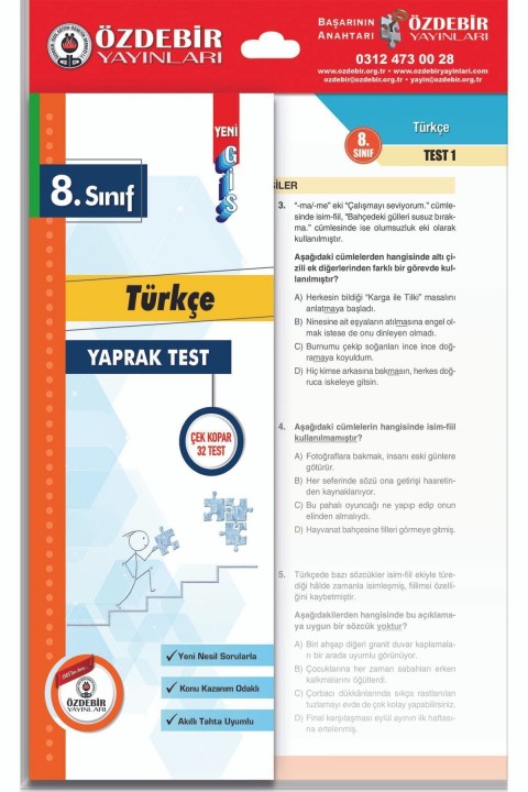 Özdebir Yayınları 8. Sınıf Türkçe Yaprak Test