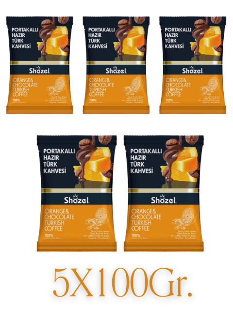 Portakal Aromalı Hazır Türk Kahveleri Seti 5X100Gr.